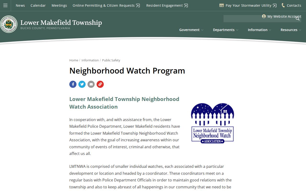 Lower Makefield Township neighbors neighborhood watch community contact information